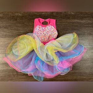 Weissman Colorful Rainbow Confetti Tutu Dress Skirt Size Small C8